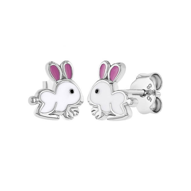 Laimons Girls Childrens Earrings Kids Jewellery hare rabbit glossy 925 Sterling silver